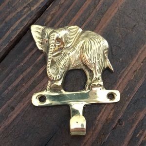 Vintage Brass Elephant Wall Hook
